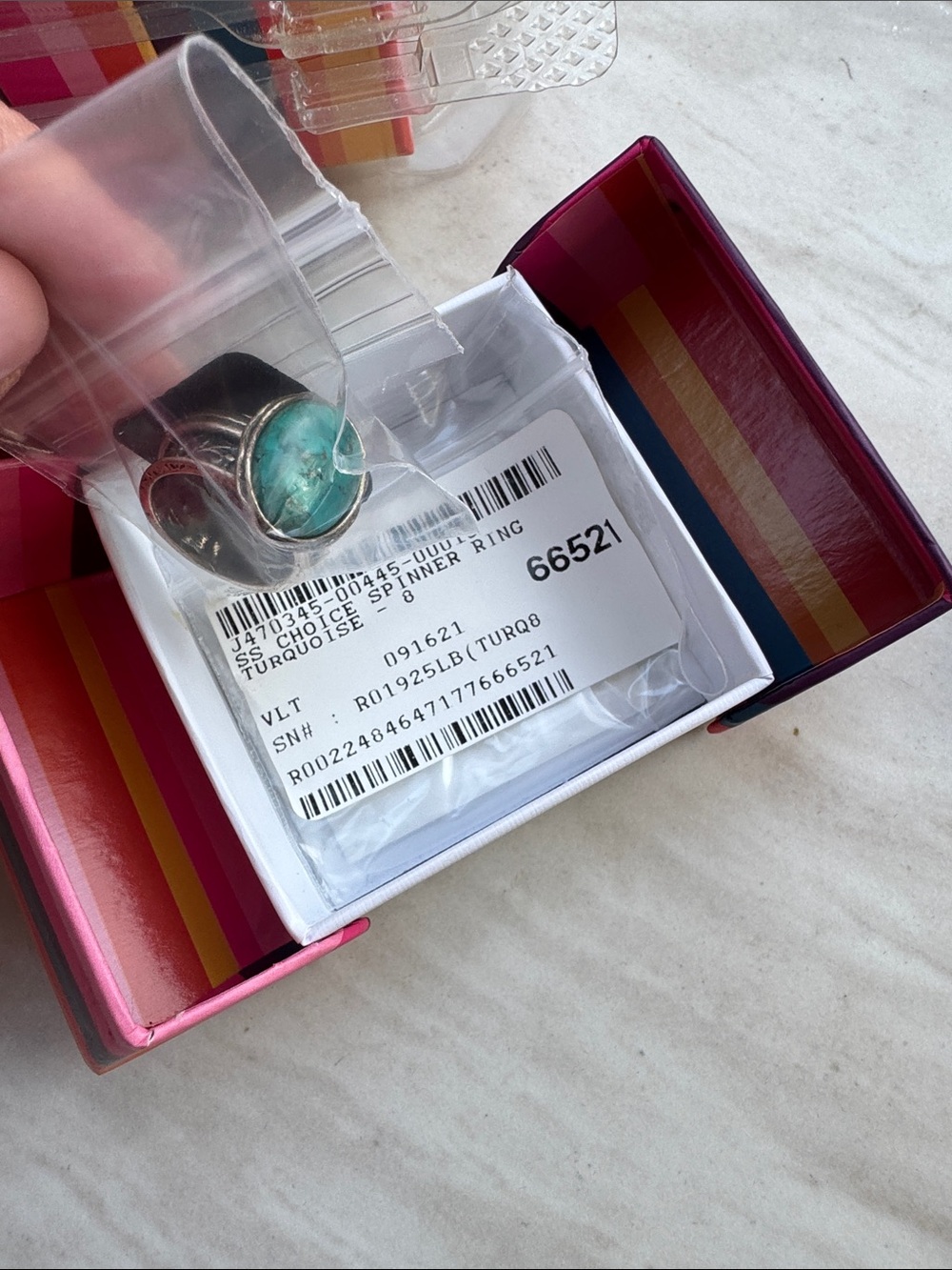 Turquoise Stone Silver Spinner Ring - Women
